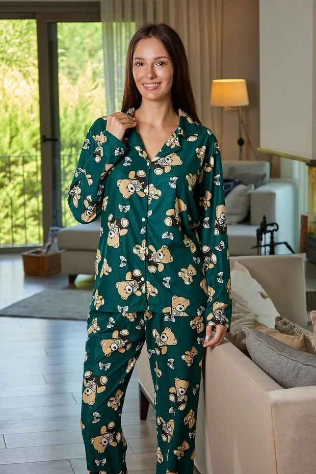 Estiva 26345 Kadın Süet Uzun Kol Pijama Takımı