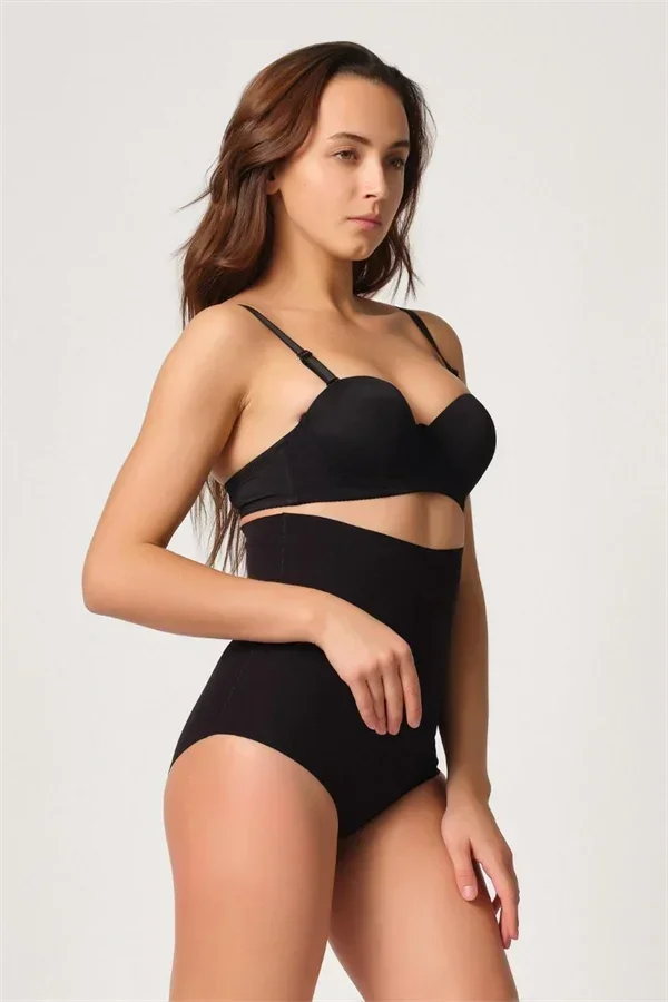Siyah MI 2708 Lazer Yüksek Bel Kesim Slip Hayalet Korse görsel 3