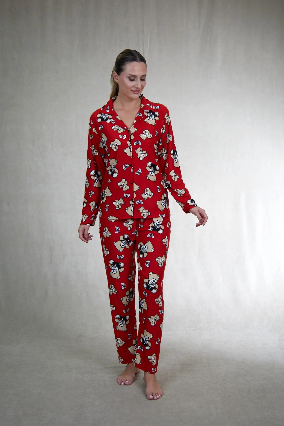 Estiva 26345 Kadın Süet Uzun Kol Pijama Takımı görsel 3