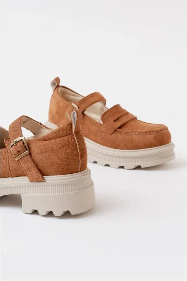 Kadın Davet Loafer Ayakkabı Ayakkabı Tabanlı Süet Yüksek Casual görsel 5