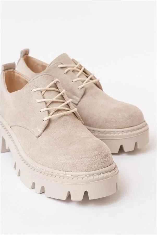 Kadın Loafer Ayakkabı Ayakkabı Bağcıklı Tabanlı Süet Yüksek Casual Konfor görsel 4