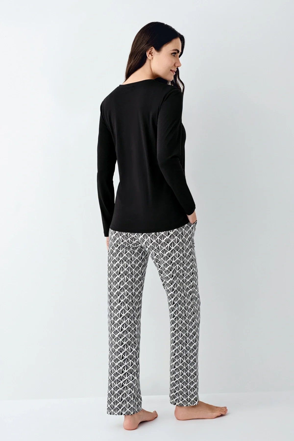 Pierre Cardin 9068-S Kadın Uzun Kol Pijama Takım görsel 4