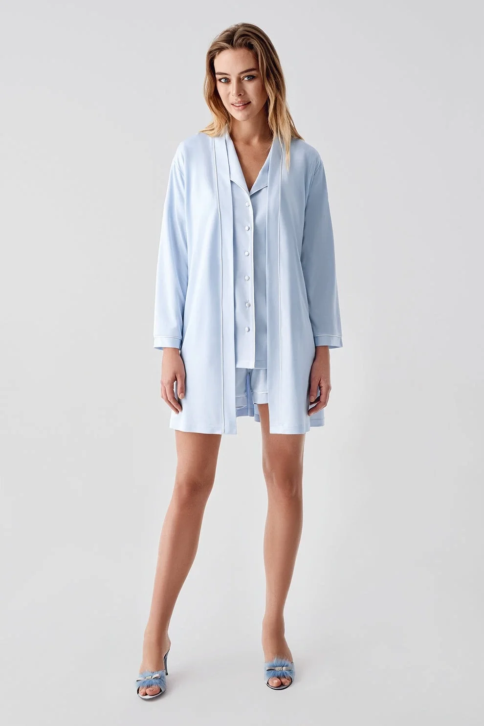 Freshness 324 Kadın 4'Lü Sabahlıklı Şorlu Pijama Takımı