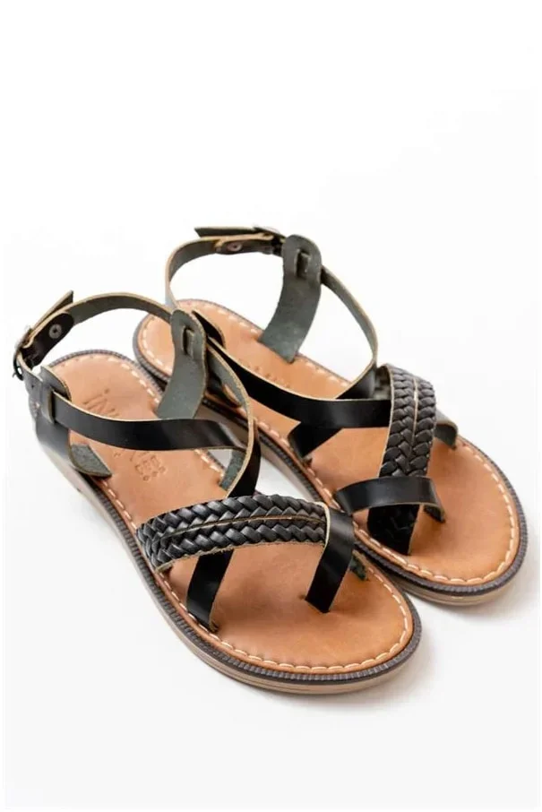 Kadın Nefes Sandalet Hakiki Ortopedik Yazlık Deri Açık görsel 2