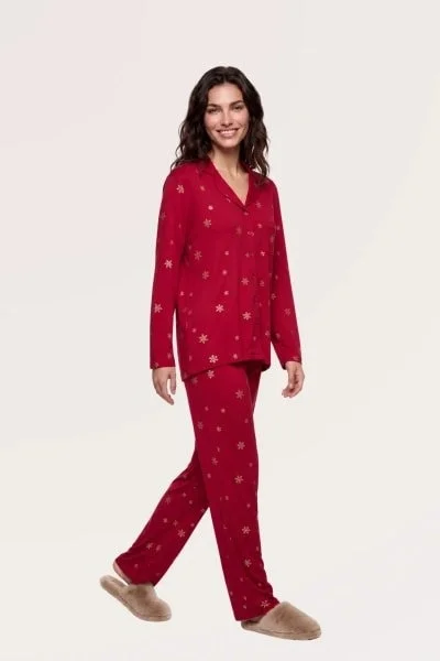 Pjs 30173 Kadın Önden Düğmeli Uzun Kol Pijama Takımı