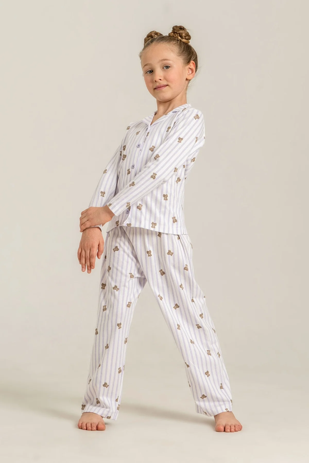 Rolypoly Rp3913-G Kız Çocuk Gömlek Pijama Takım görsel 5