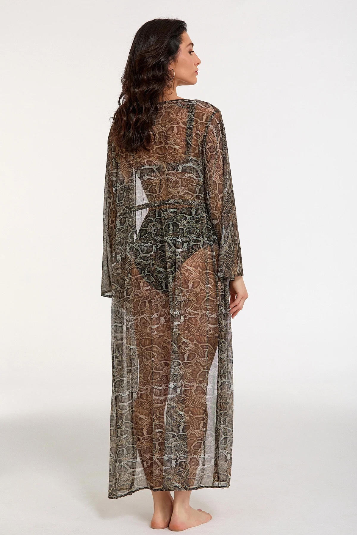 Argento 2106-3026 Kadın Önü Açık Uzun Kaftan görsel 3