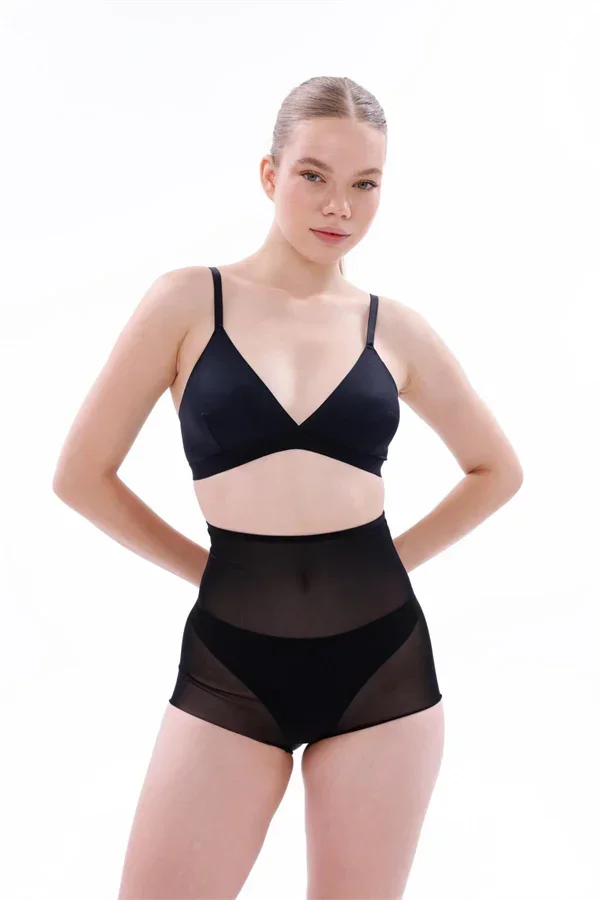 Siyah MI 2706 Lazer Tül Toparlayıcı Slip Hayalet Külot Korse