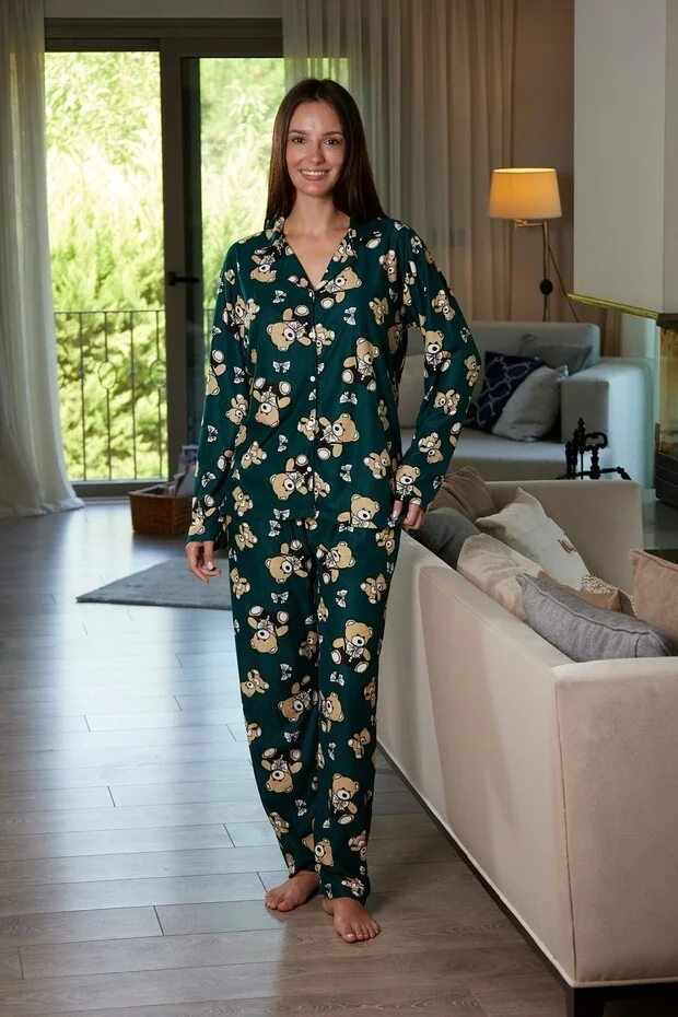 Estiva 26345 Kadın Süet Uzun Kol Pijama Takımı görsel 2