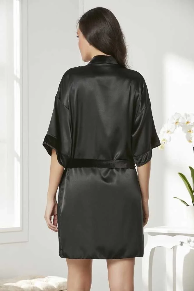 Pierre Cardin 4045 Kadife Saten Dantelli Gecelik ve Sabahlık Takımı görsel 2