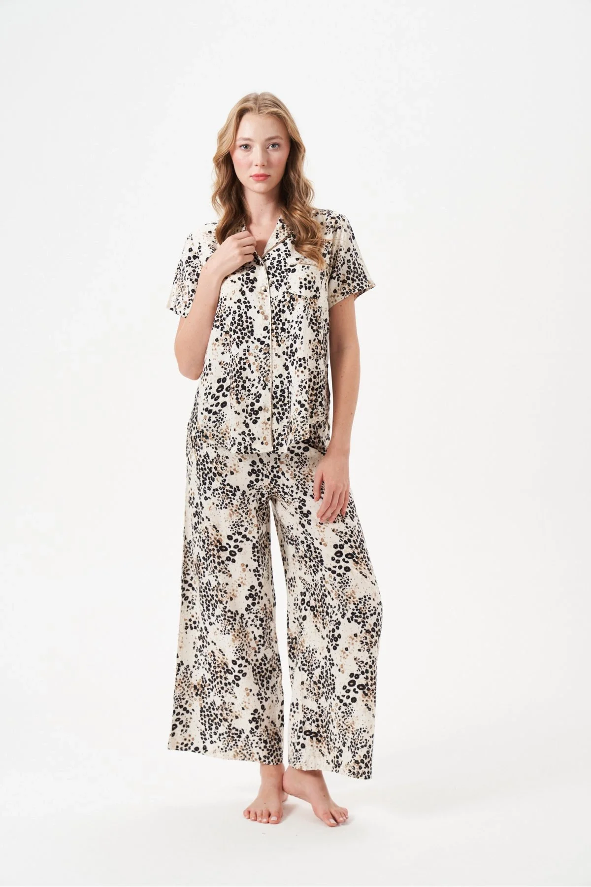 PJS 29049 Kadın Düğmeli Pijama Takım görsel 4