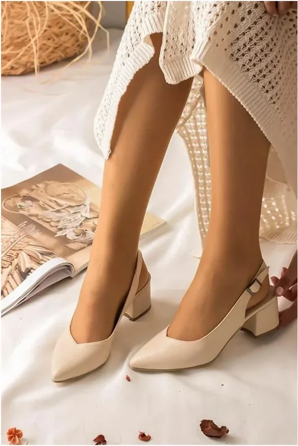 Kadın Ayakkabı Ayakkabı Bağcıklı Kısa Arkası Topuklu Cilt Casual Gece Açık
