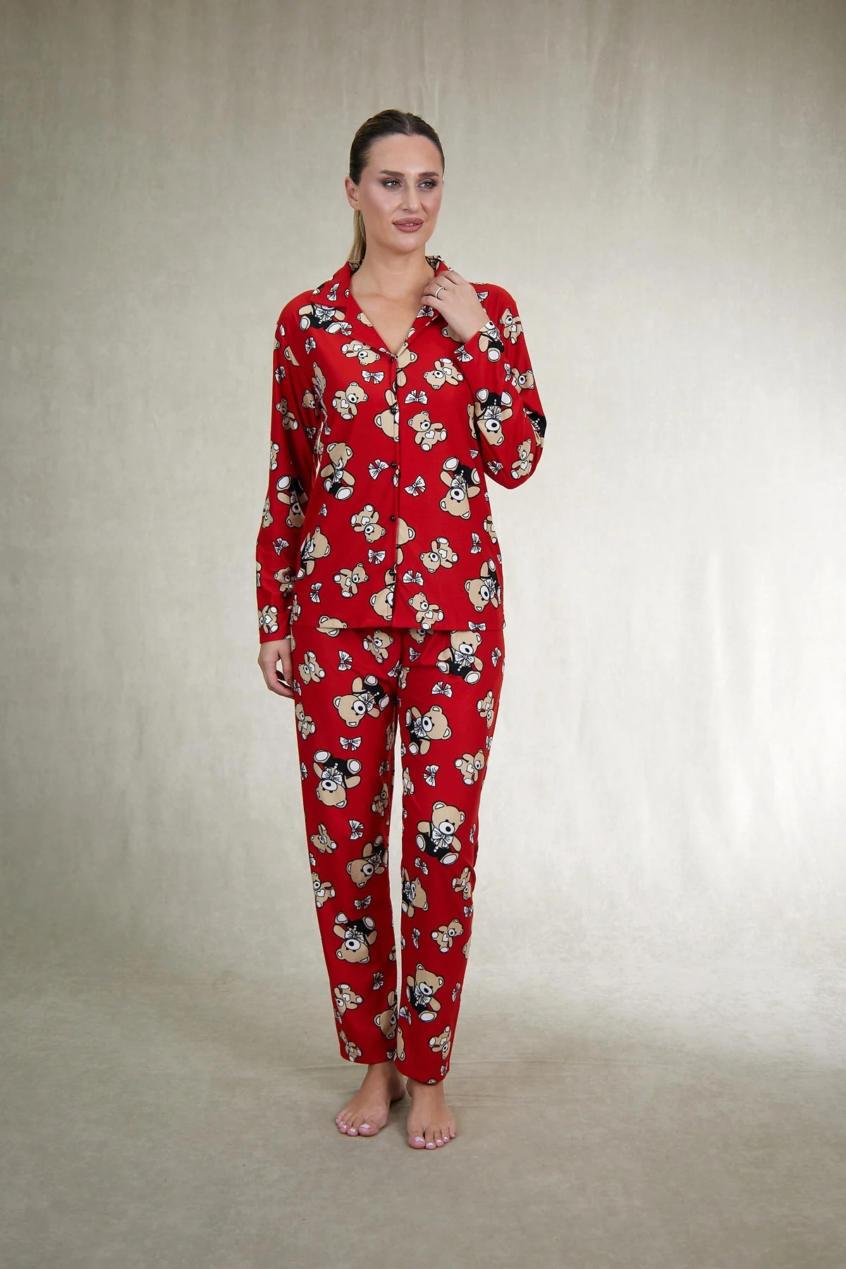 Estiva 26345 Kadın Süet Uzun Kol Pijama Takımı görsel 4