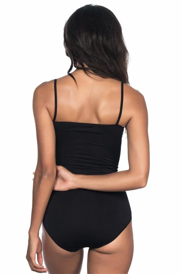 Siyah MI 1923 Soft İp Askılı Çıtçıtlı Body görsel 3