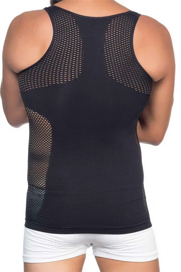 Siyah Seamless Fileli Erkek Korse Atlet görsel 3