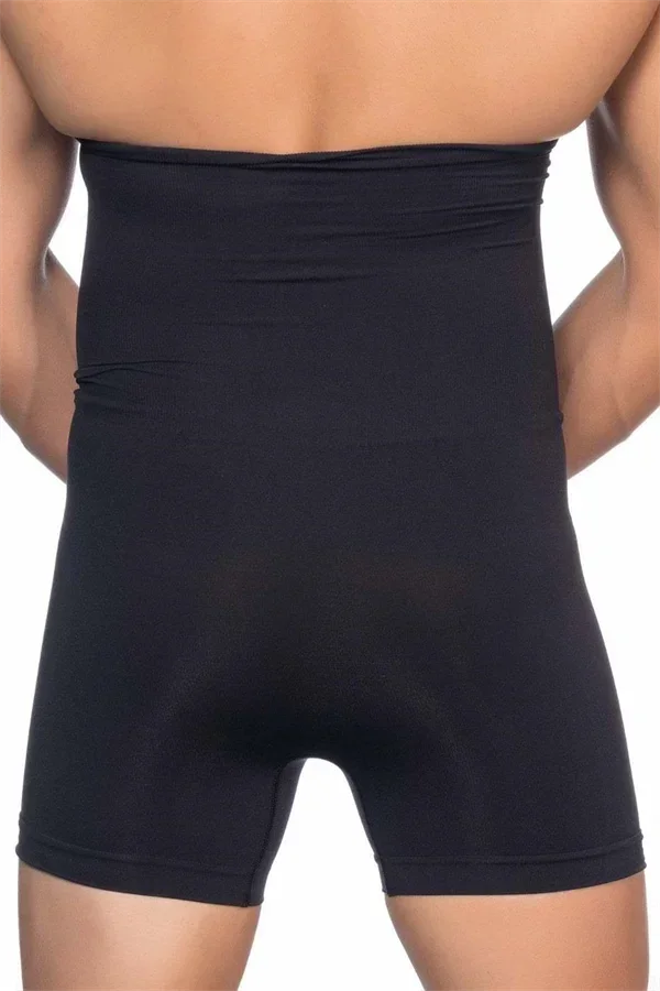 Siyah Seamless Toparlayıcı Erkek Yüksek Bel Double Boxer Korse görsel 2