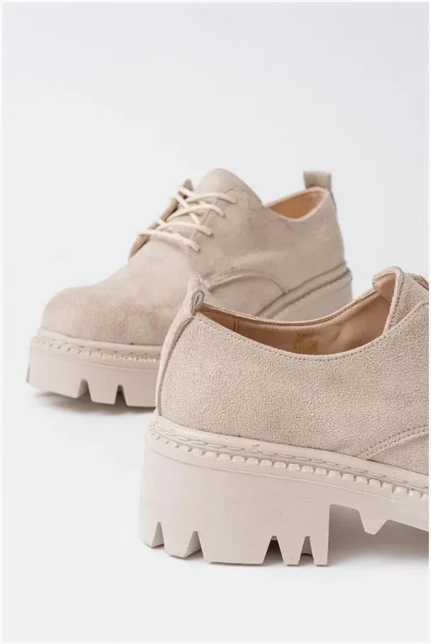 Kadın Loafer Ayakkabı Ayakkabı Bağcıklı Tabanlı Süet Yüksek Casual Konfor görsel 5