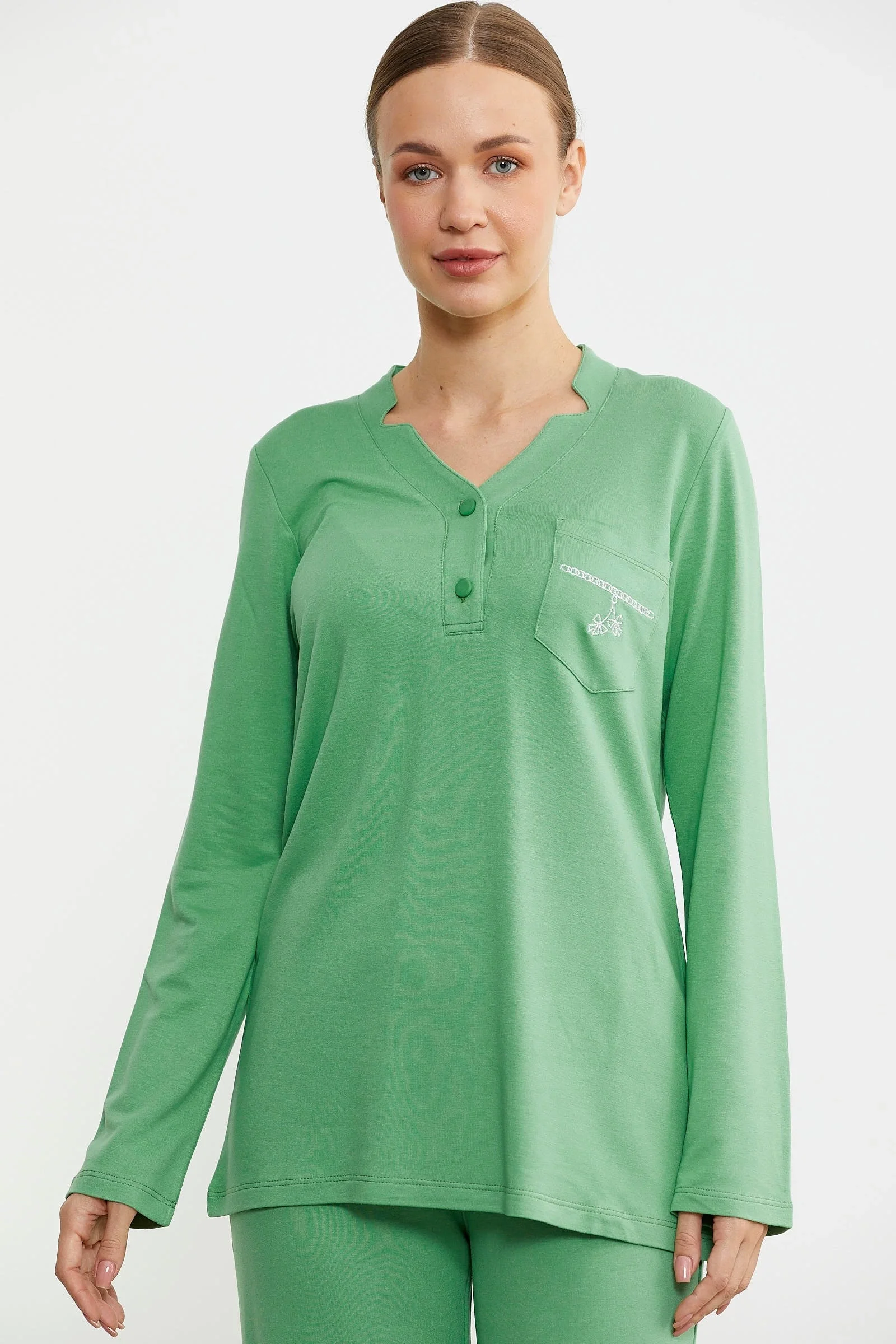 Sementa 76438 Yarım Düğmeli Cep Detaylı Pijama Takım görsel 5