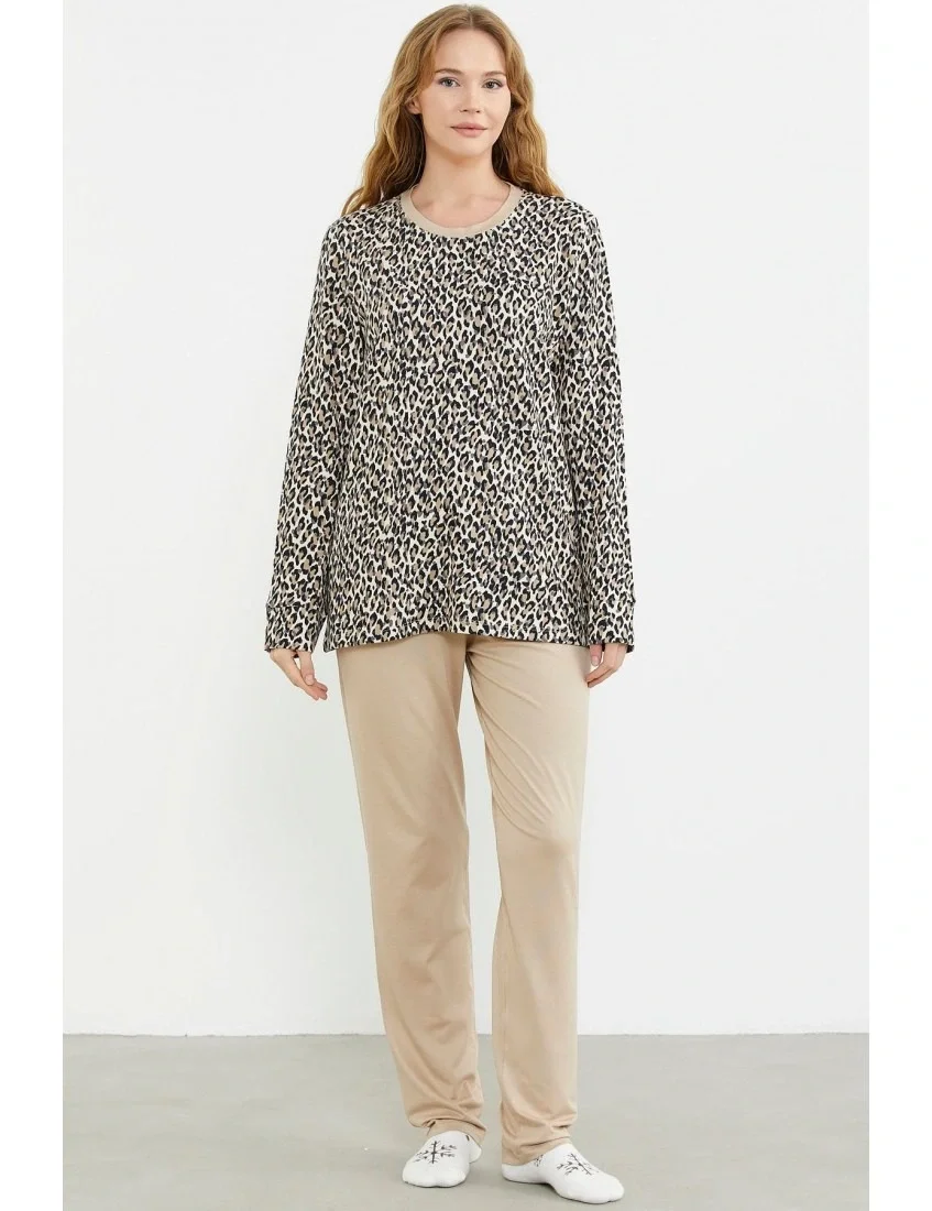 Sementa 76413 Rahat Kalıp Leopar Kombinli Pijama Takım görsel 4