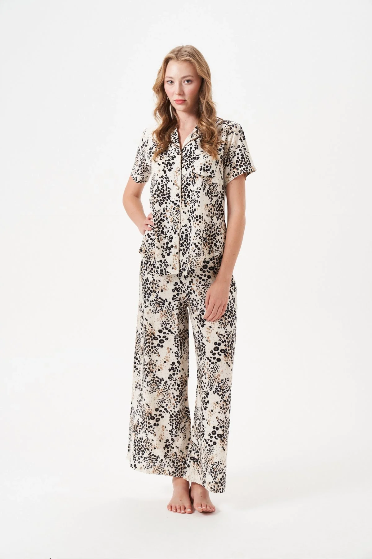 PJS 29049 Kadın Düğmeli Pijama Takım görsel 2