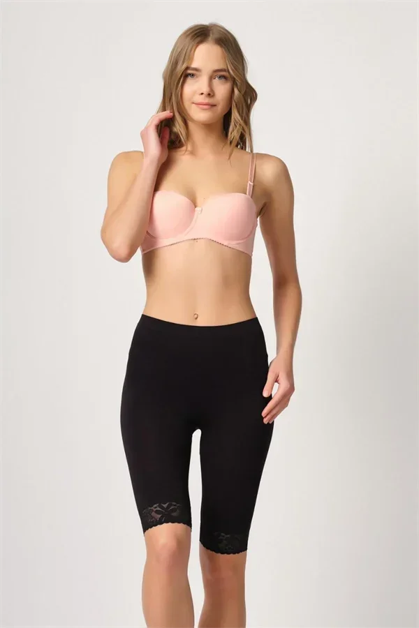 Siyah MI 3004 Soft Uzun Paça Dantel Boxer