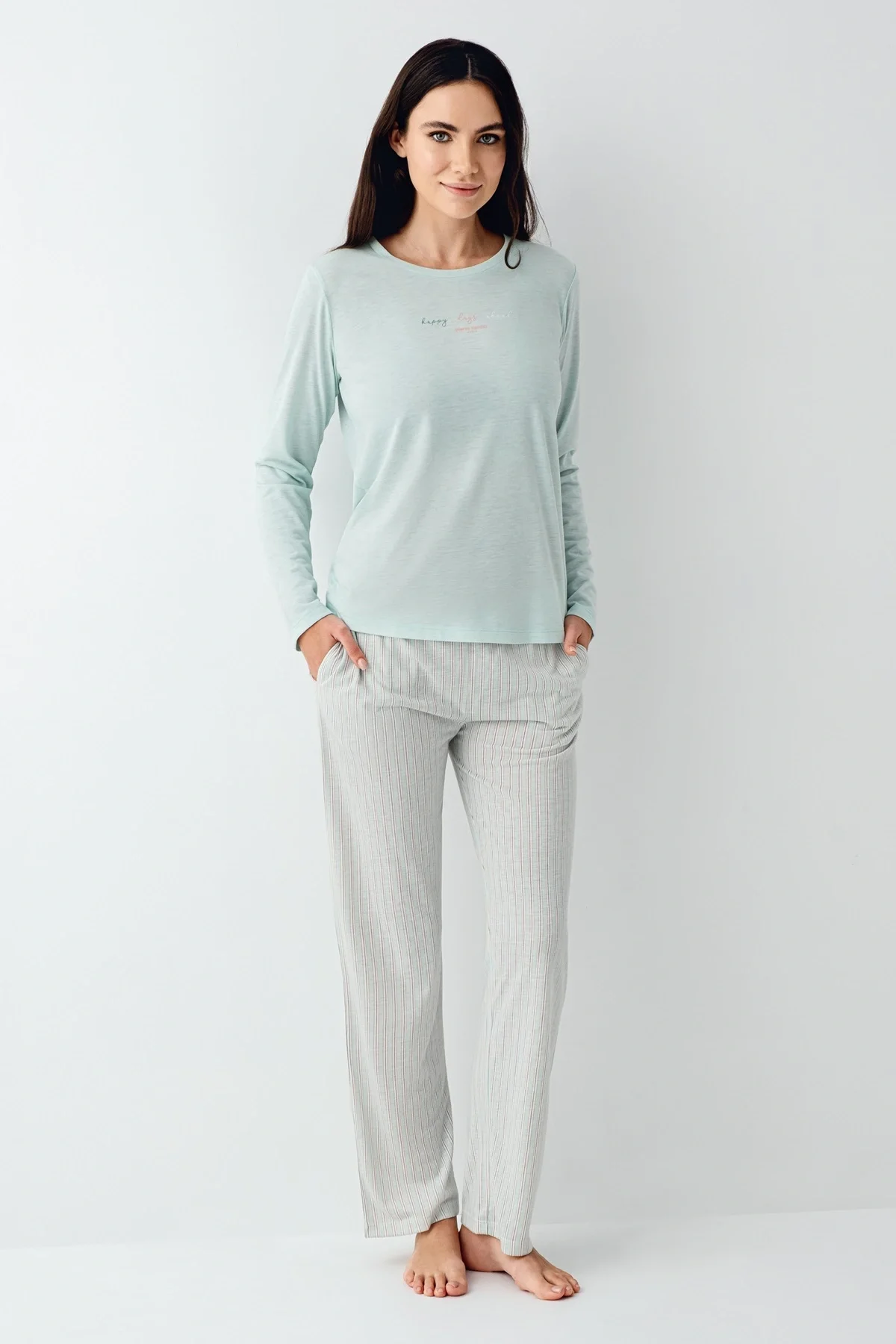 Pierre Cardin 9050-S Kadın Uzun Kol Pijama Takım görsel 2