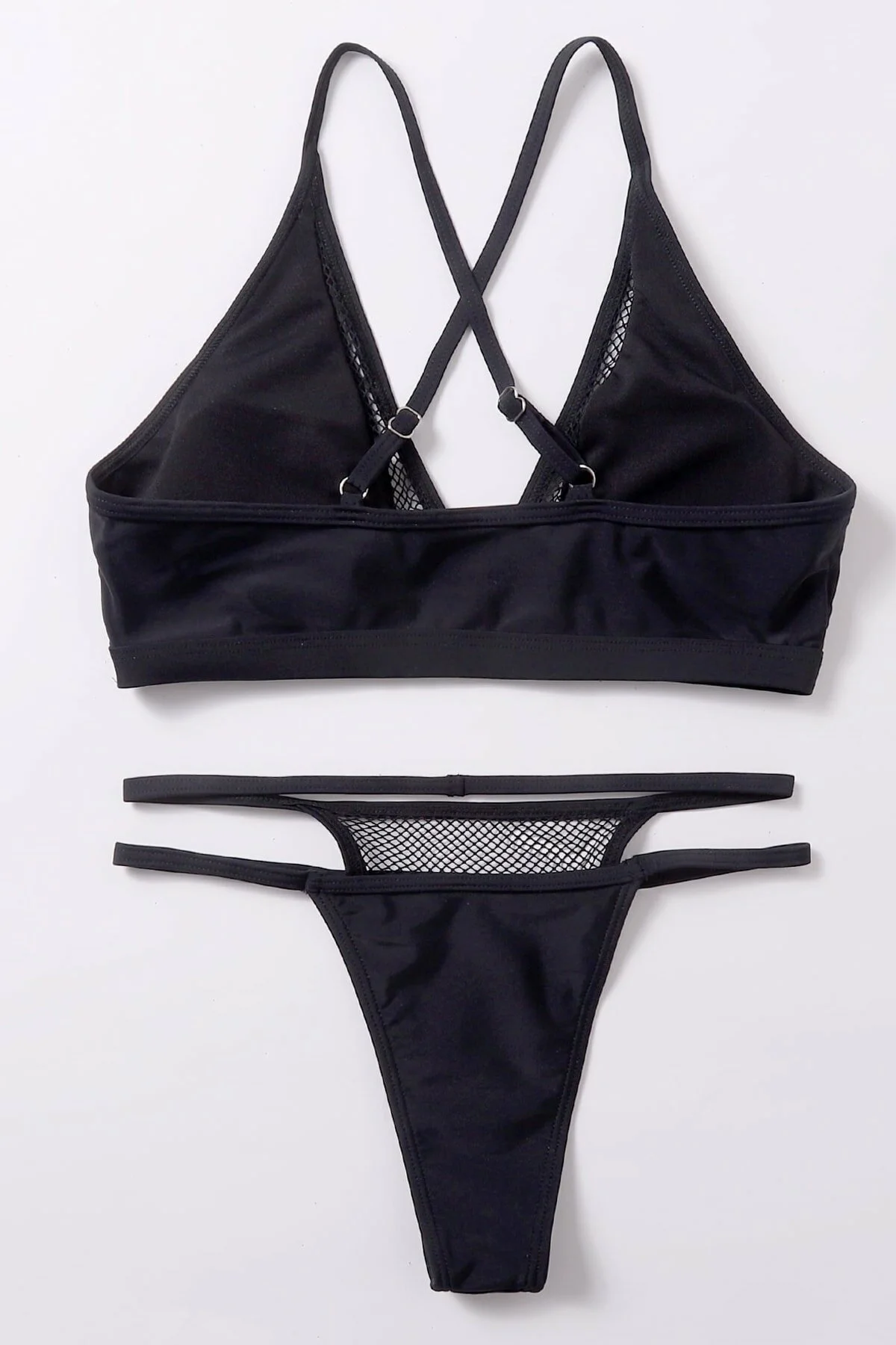 Kadın Siyah File Detaylı Özel Bikini Takımı görsel 6