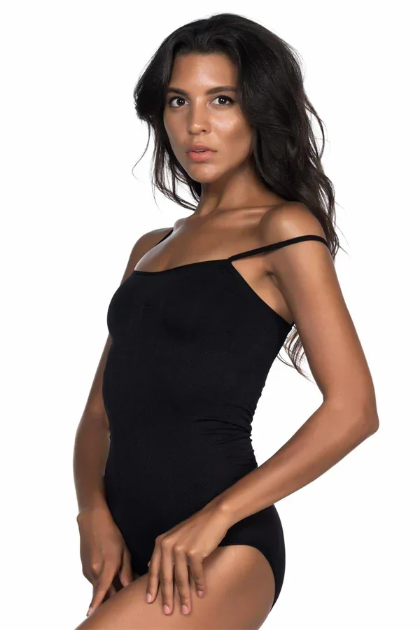 Siyah MI 1923 Soft İp Askılı Çıtçıtlı Body görsel 2