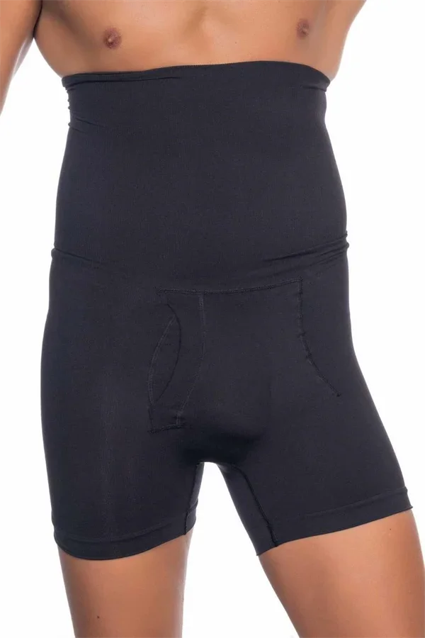 Siyah Seamless Toparlayıcı Erkek Yüksek Bel Double Boxer Korse