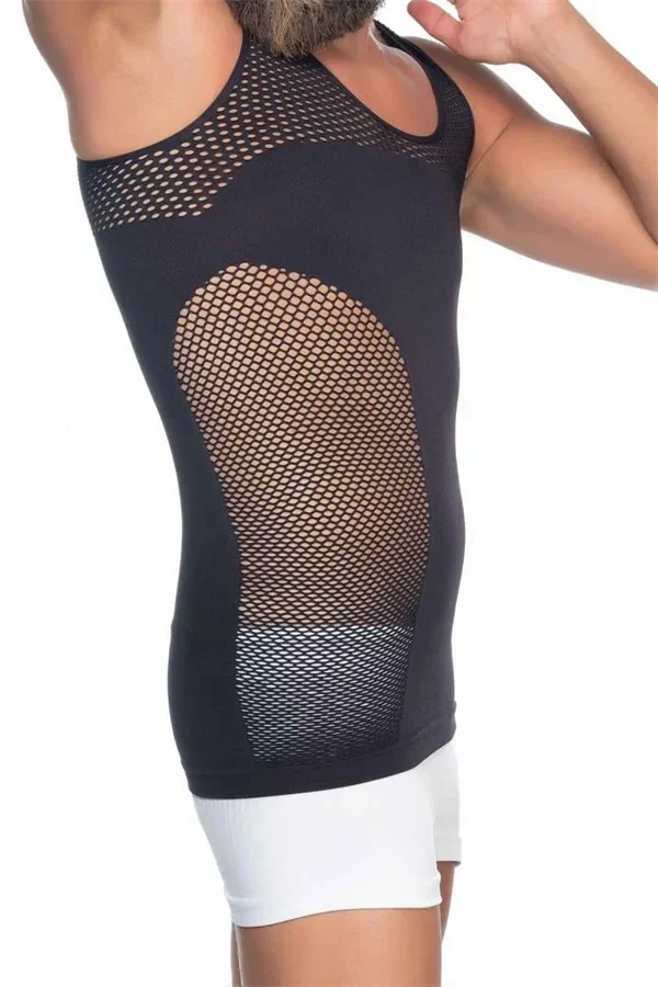 Siyah Seamless Fileli Erkek Korse Atlet görsel 2