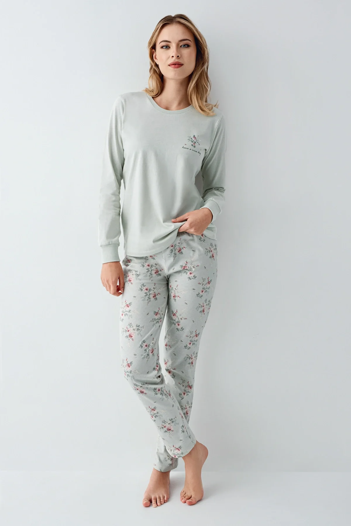 RolyPoly 3703-S Kadın Uzun Kol Pijama Takım görsel 2