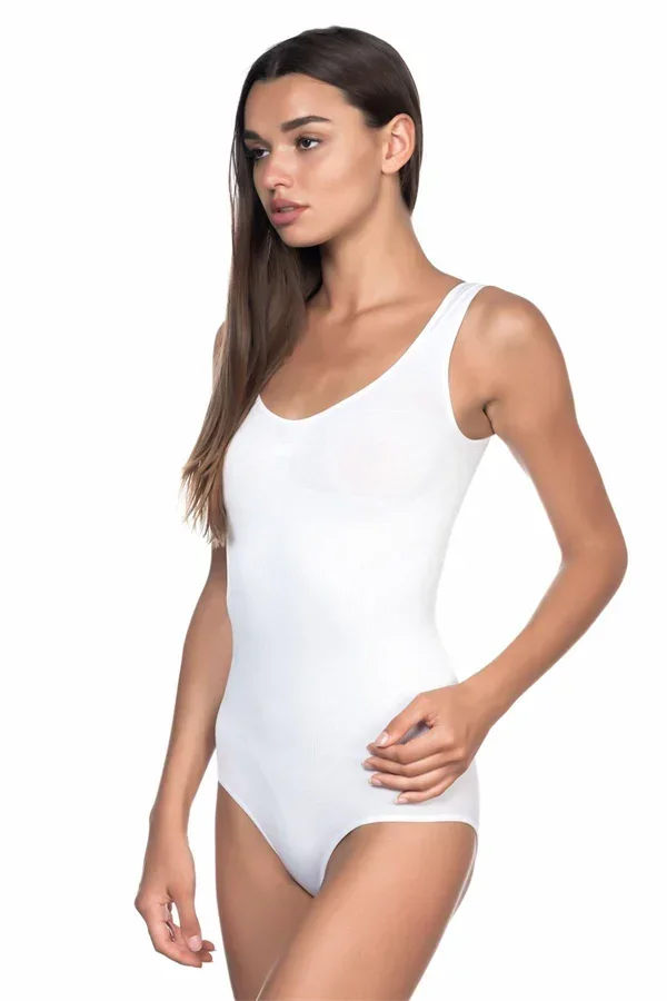 Beyaz MI 1924 Soft Kalın Askıllı Çıtçıtlı Body görsel 2