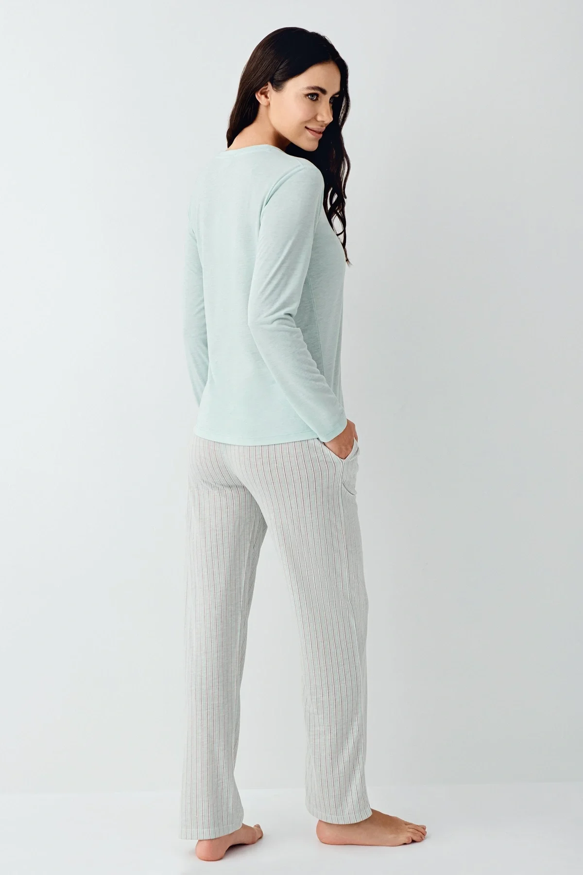 Pierre Cardin 9050-S Kadın Uzun Kol Pijama Takım görsel 4