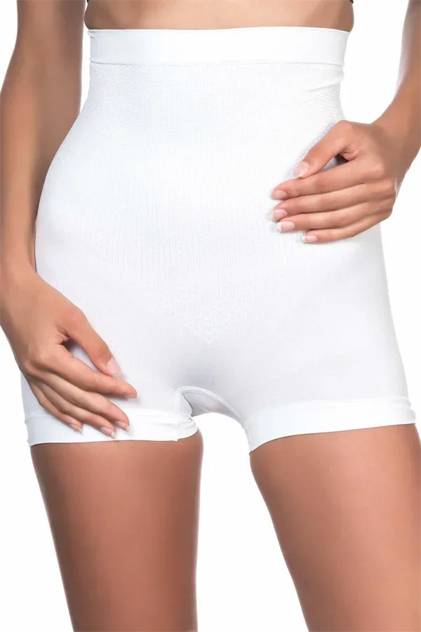 Beyaz MI 2055 Yüksek Bel Masajlı Boxer Korse