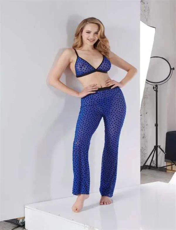 Mavi Sütyen Pijama Takımı