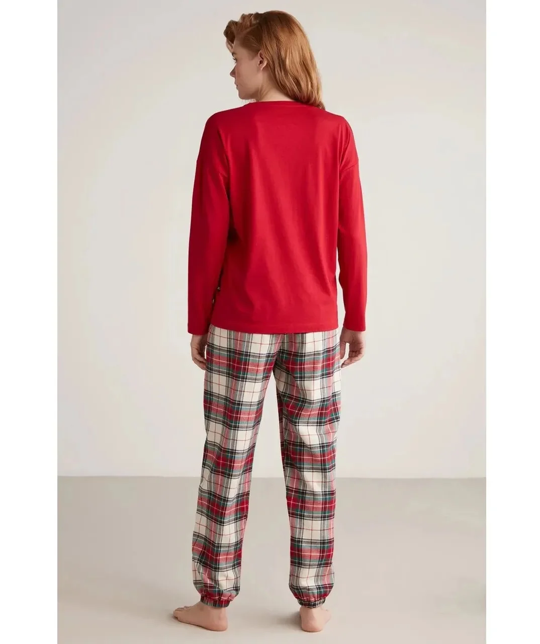 Nautıca W606 Kadın Uzun Kollu Ekoseli Pijama Takımı görsel 4