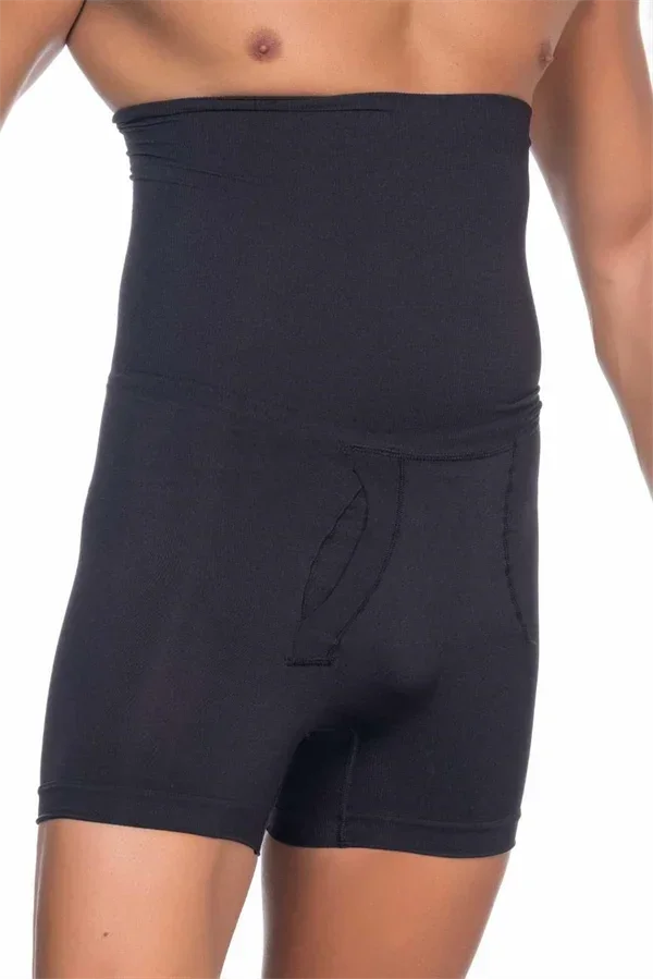 Siyah Seamless Toparlayıcı Erkek Yüksek Bel Double Boxer Korse görsel 3