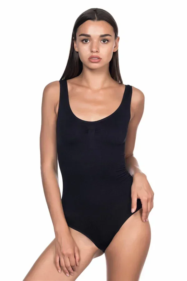 Siyah MI 1924 Soft Kalın Askıllı Çıtçıtlı Body