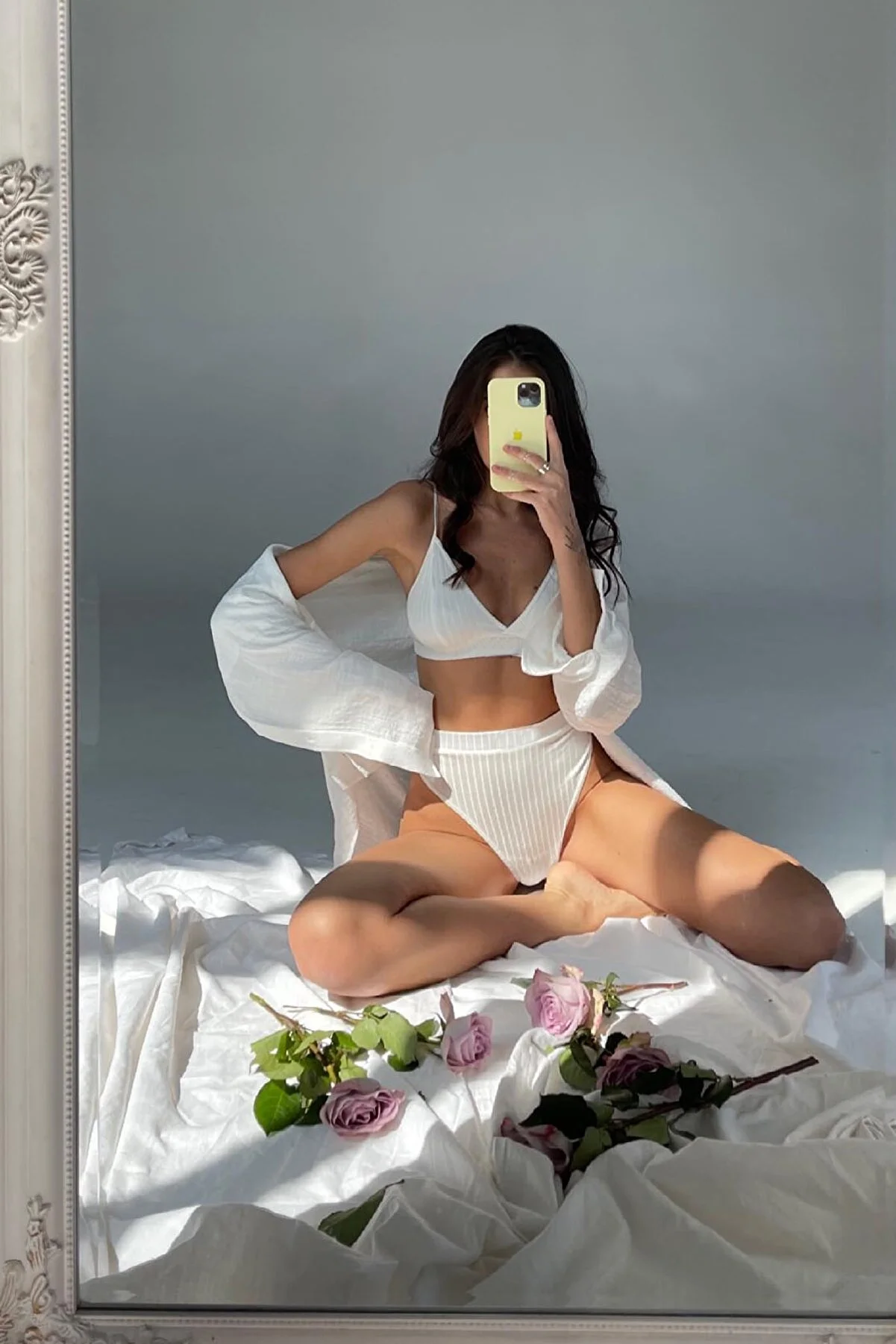 Kadın Beyaz Yüksek Bel Dolgusuz Slip Takım görsel 6