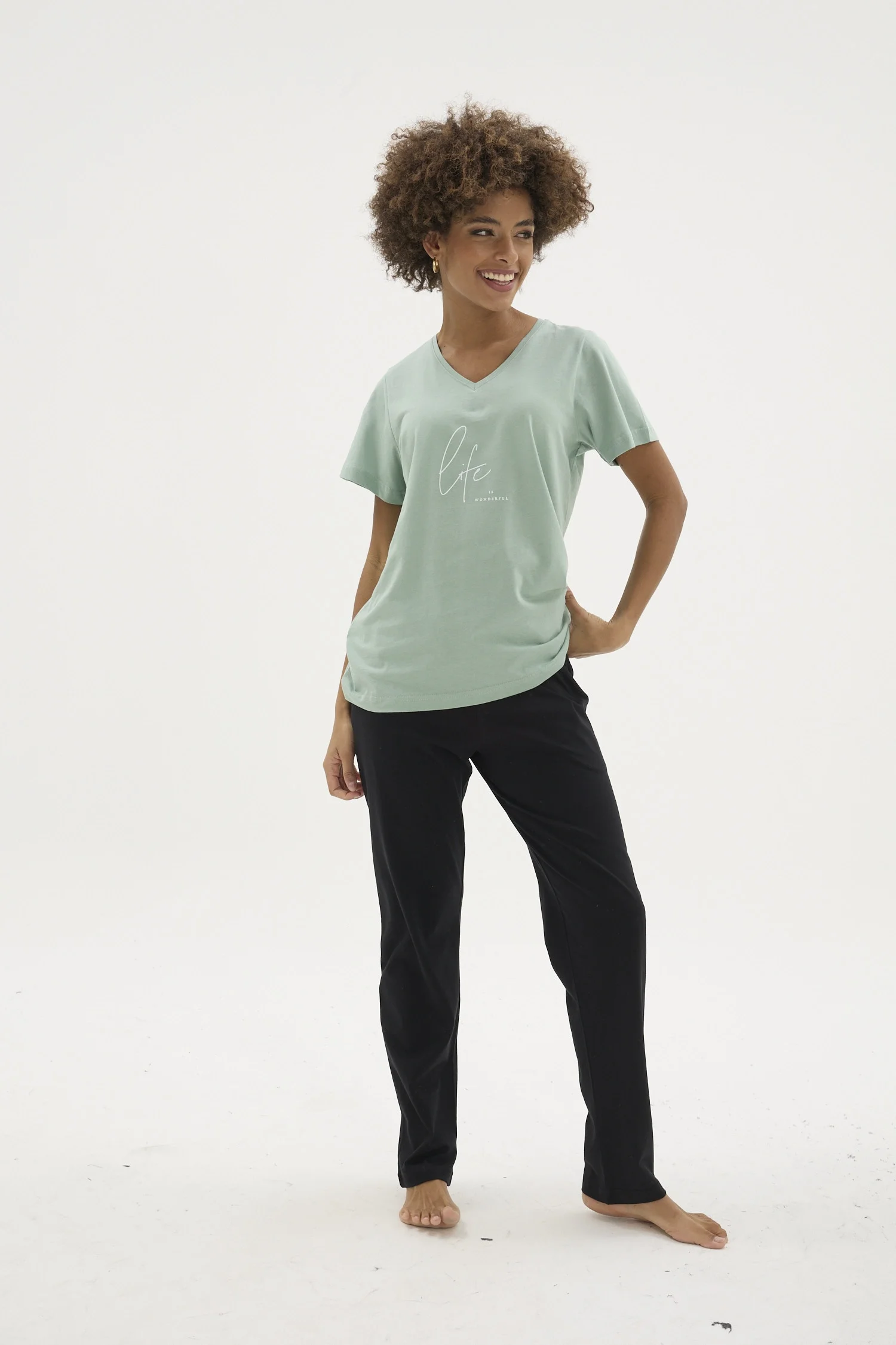 Kocabey KKT-26152K Kadın V Yaka Pijama Takımı