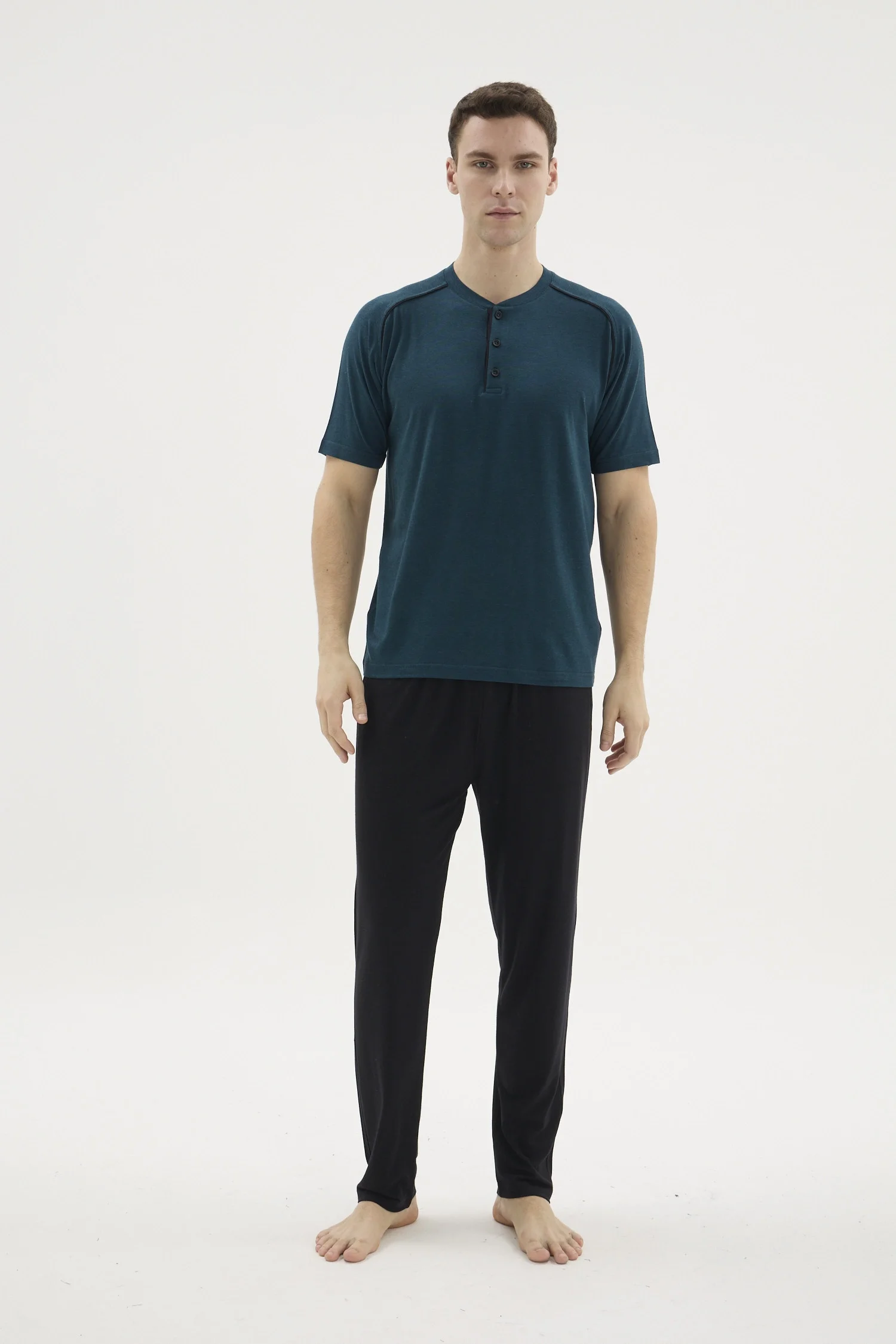 Kocabey KKT-26153 Erkek Midi Yaka Pijama Takımı