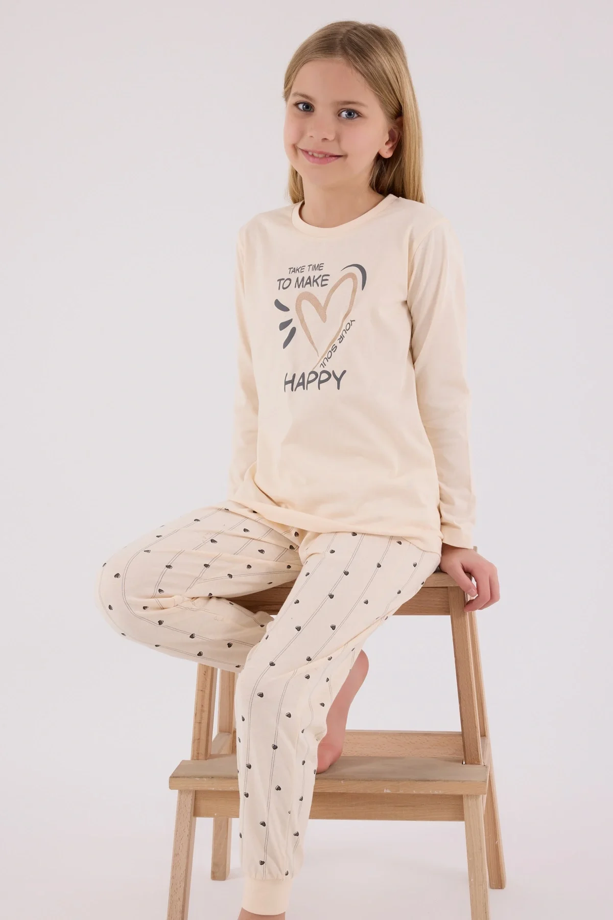 Arnetta 3434-G Kız Çocuk Uzun Kol Pijama Takım görsel 4