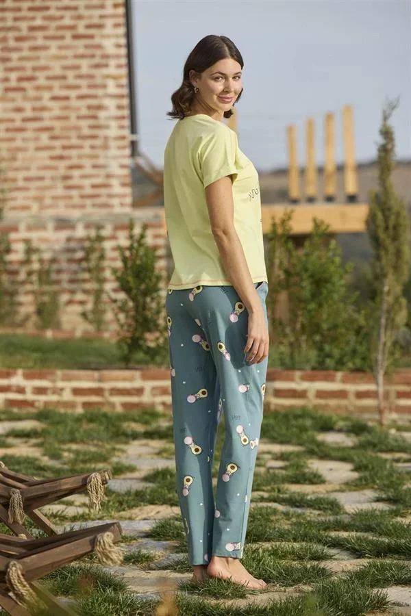 Desenli ve Baskılı "Yoga Sport" Pijama Takımı görsel 5