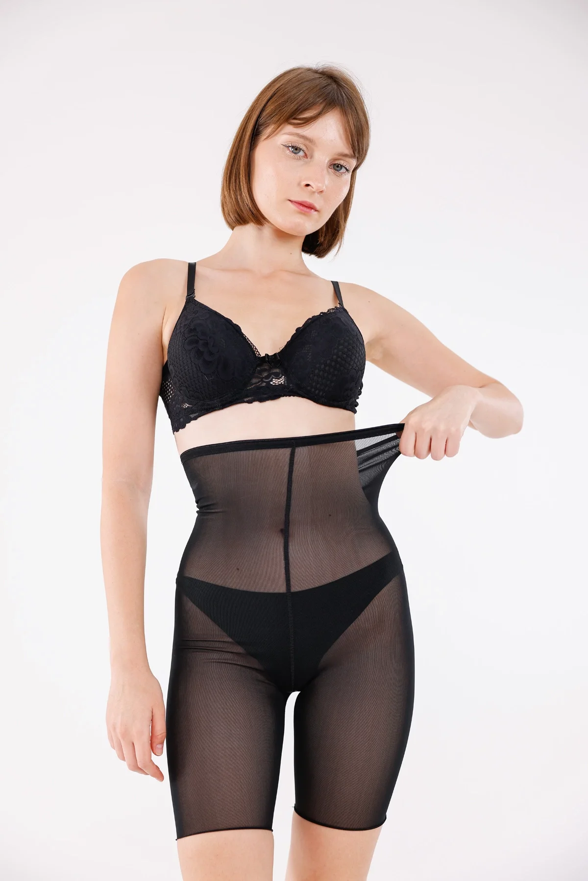 Freshness 0007 Lazer Kesim Tül Yüksek Bel Şort Korse görsel 3