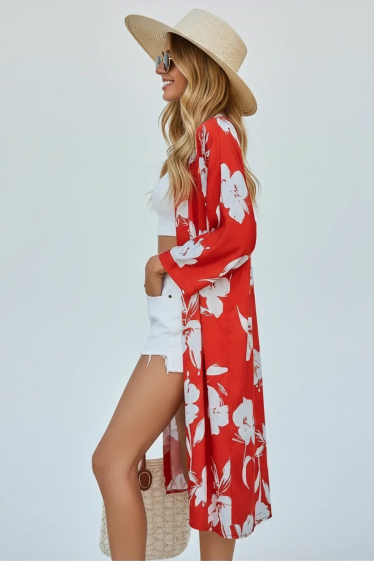 Kadın Belden Bağlamalı Şık Kimono görsel 3