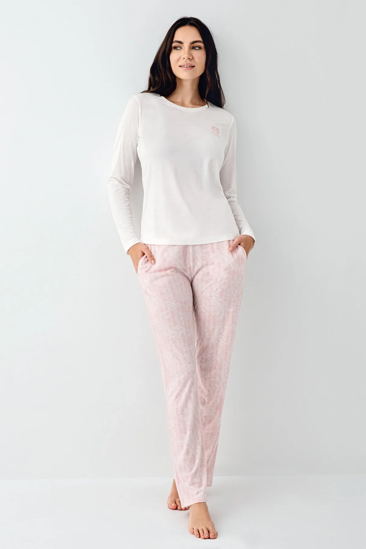 Pierre Cardin 9085-S Kadın Uzun Kol Pijama Takım görsel 2