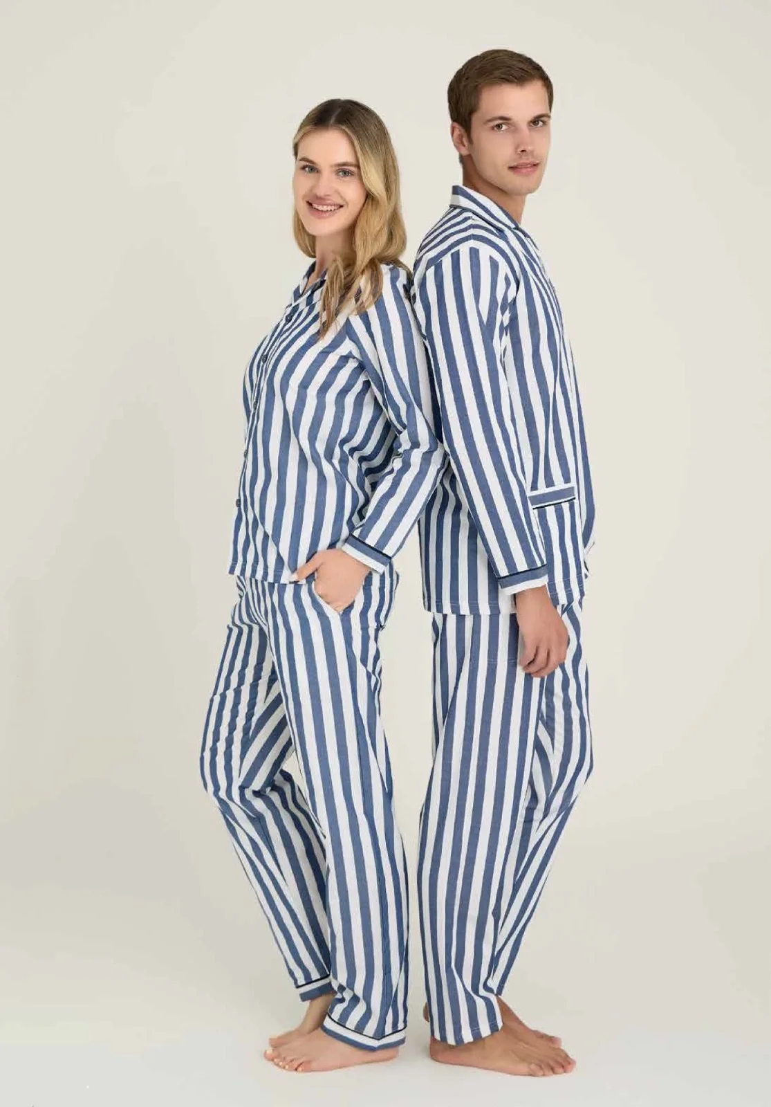 Freshness 4007 Kadın Uzun Kol Çizgili Gaffuriye Pijama Takımı görsel 2