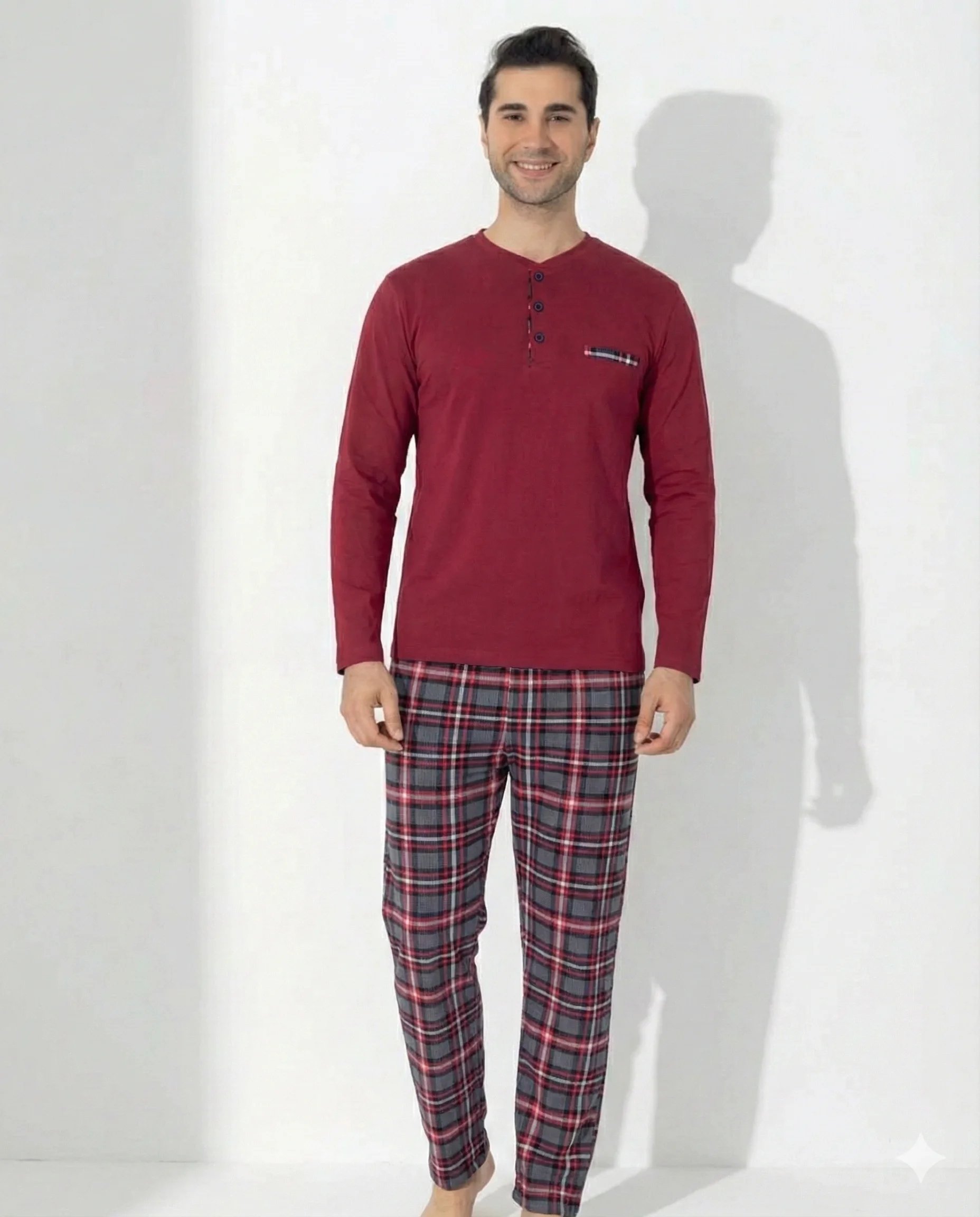Boyraz 0406 Erkek Uzun Kol Pijama Takımı görsel 2