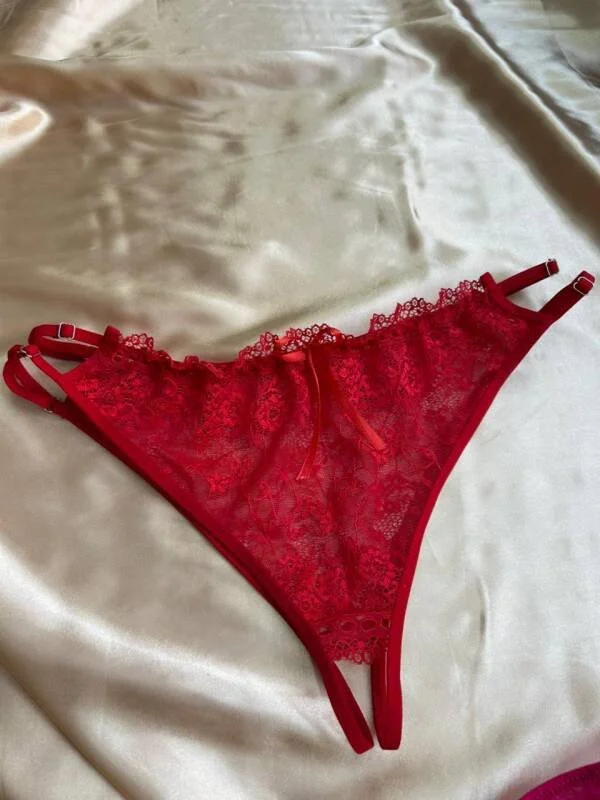 Kadın Kırmızı Dantel Detaylı Zarif Bralet (1Adet) görsel 3