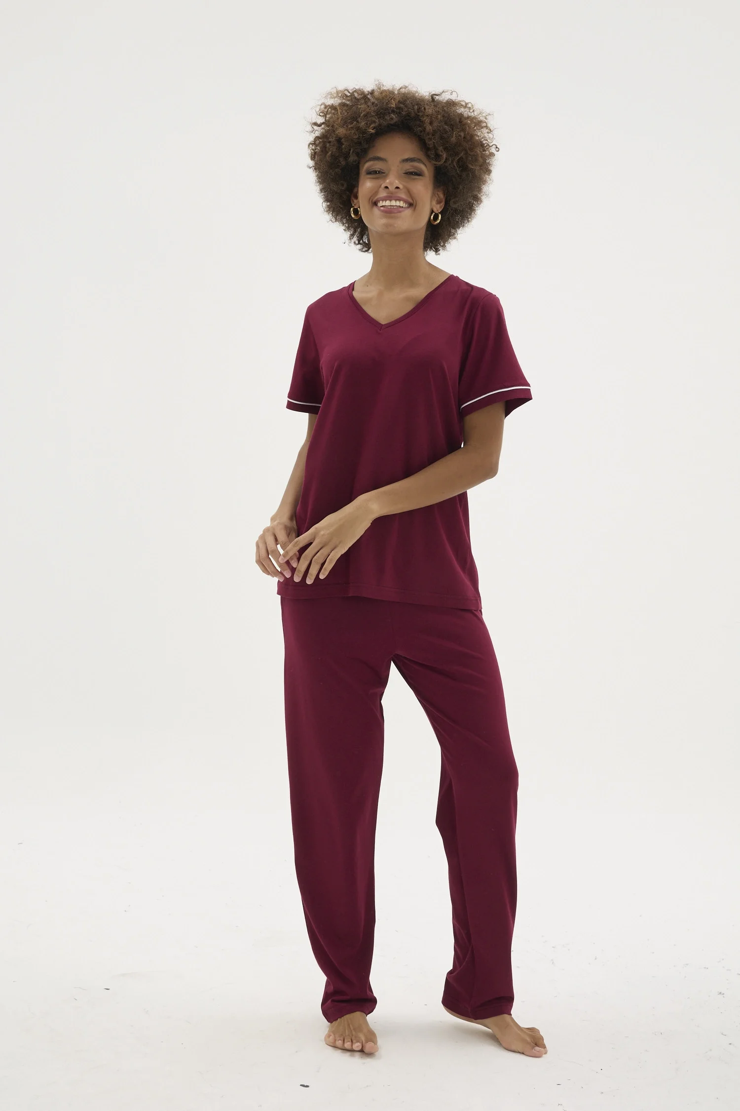 Kocabey KKT-26162K Kadın V Yaka Pijama Takımı